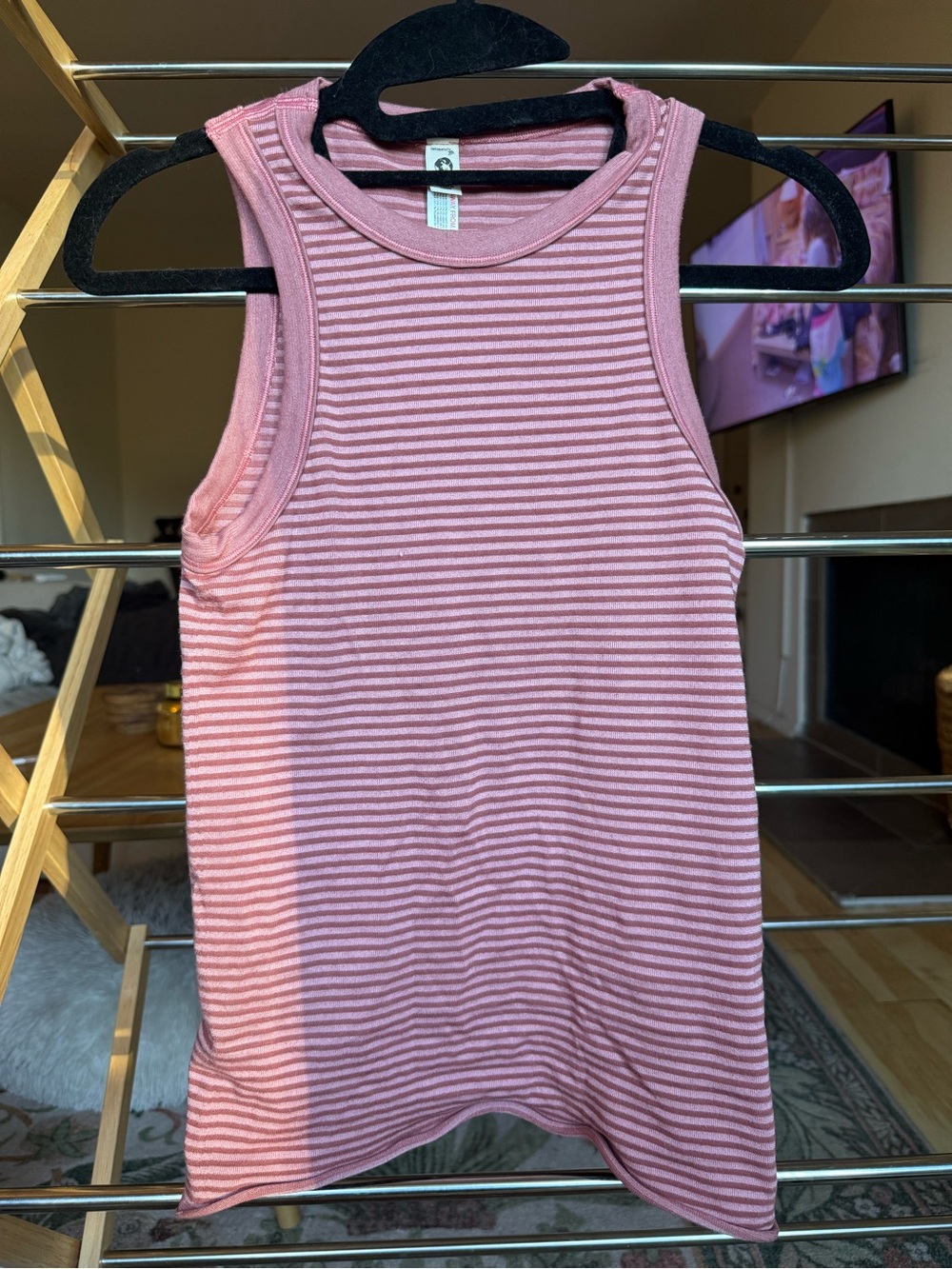 Women’s Pink Striped Rib Tank Top